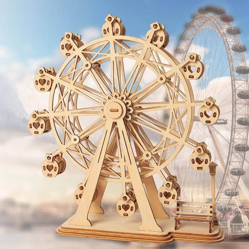 3D Laser Cut Wooden Puzzle: Ferris Wheel