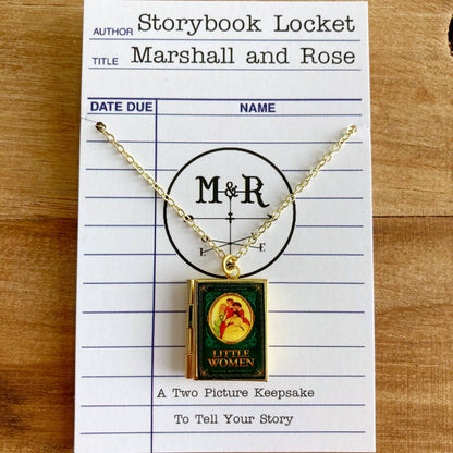Book Locket Little Women - Oval Portrait: Brass