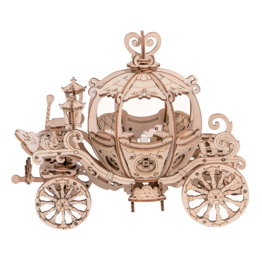 3D Laser Cut Wooden Puzzle: Pumpkin Carriage