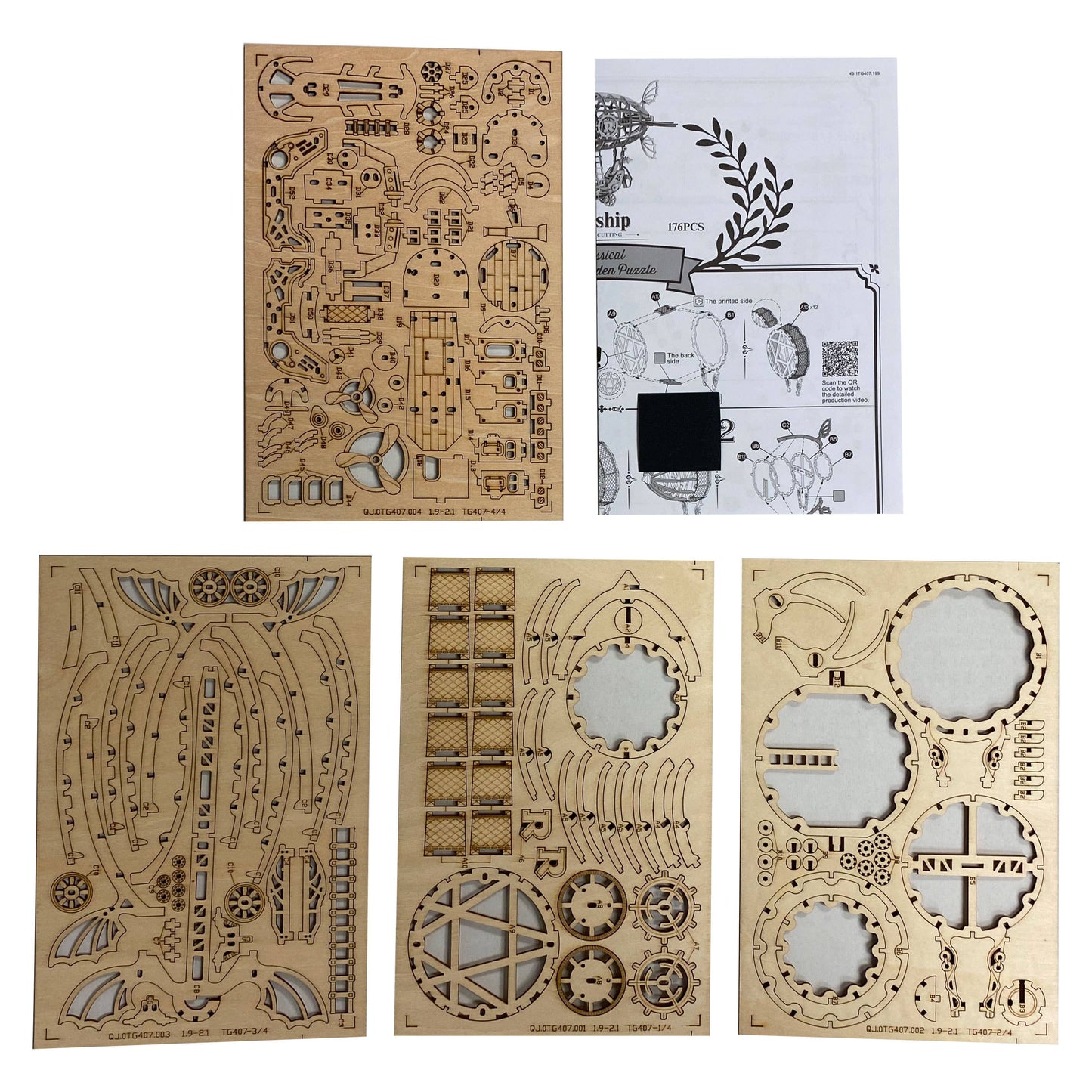 3D Laser Cut Wooden Puzzle: Airship