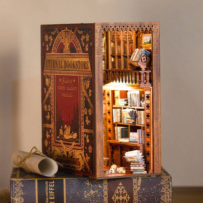 DIY Book Nook Kit: Eternal Bookstore with Dust Cover