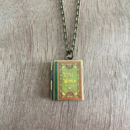 Book Locket Little Women - Green Filagree: Bronze