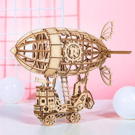 3D Laser Cut Wooden Puzzle: Airship