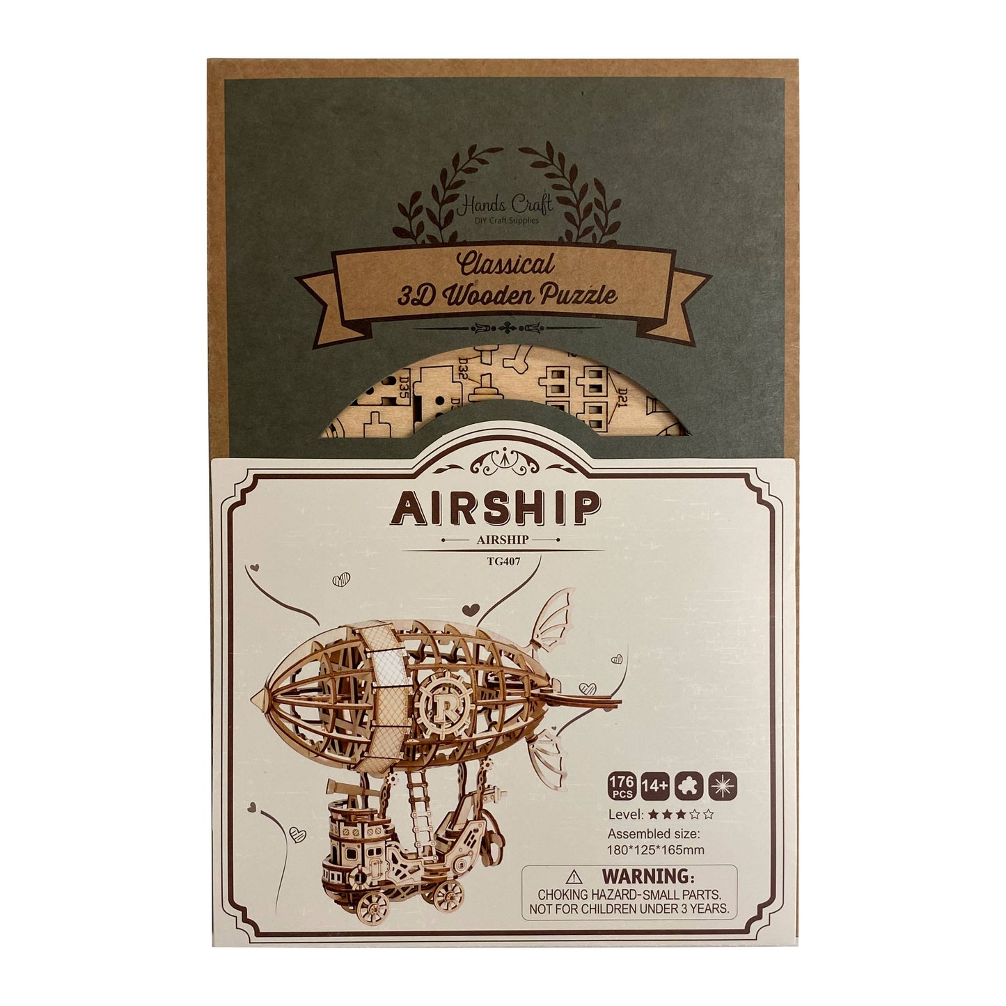 3D Laser Cut Wooden Puzzle: Airship