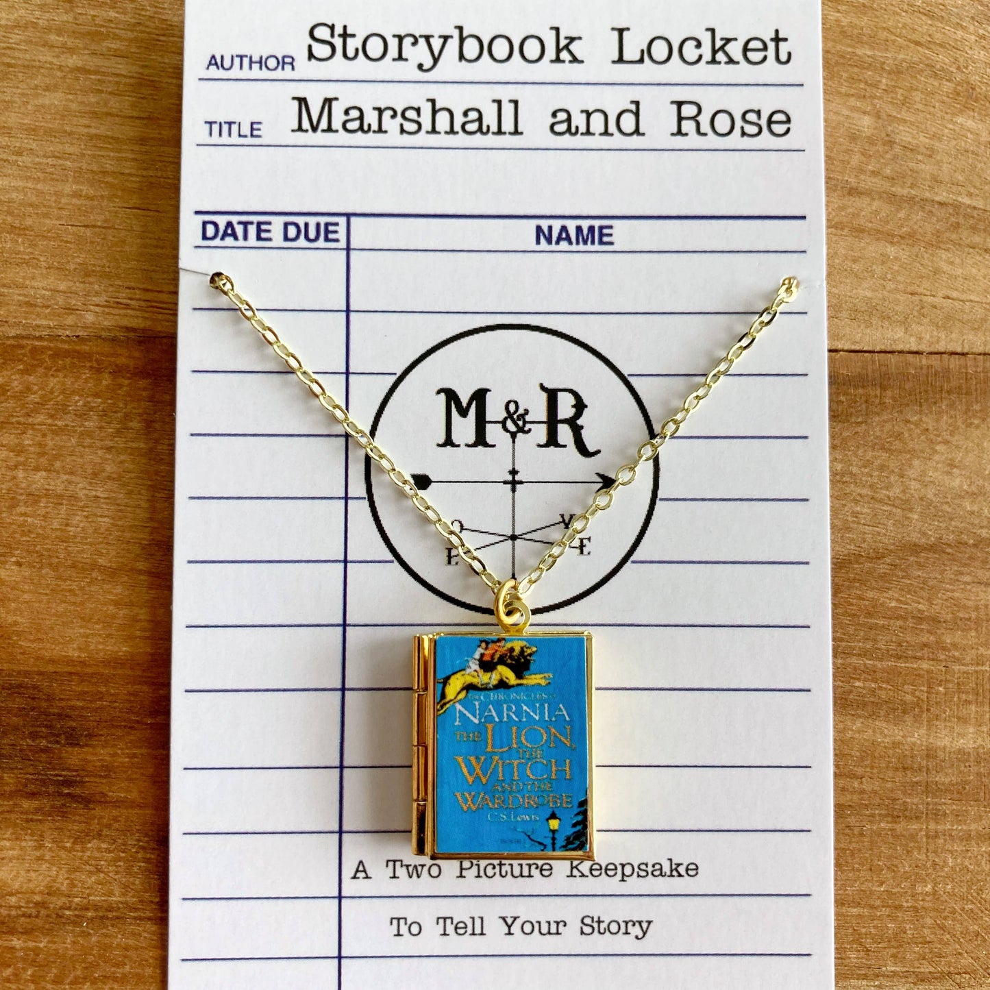 Book Locket Chronicles of Narnia - Blue with Aslan: Brass