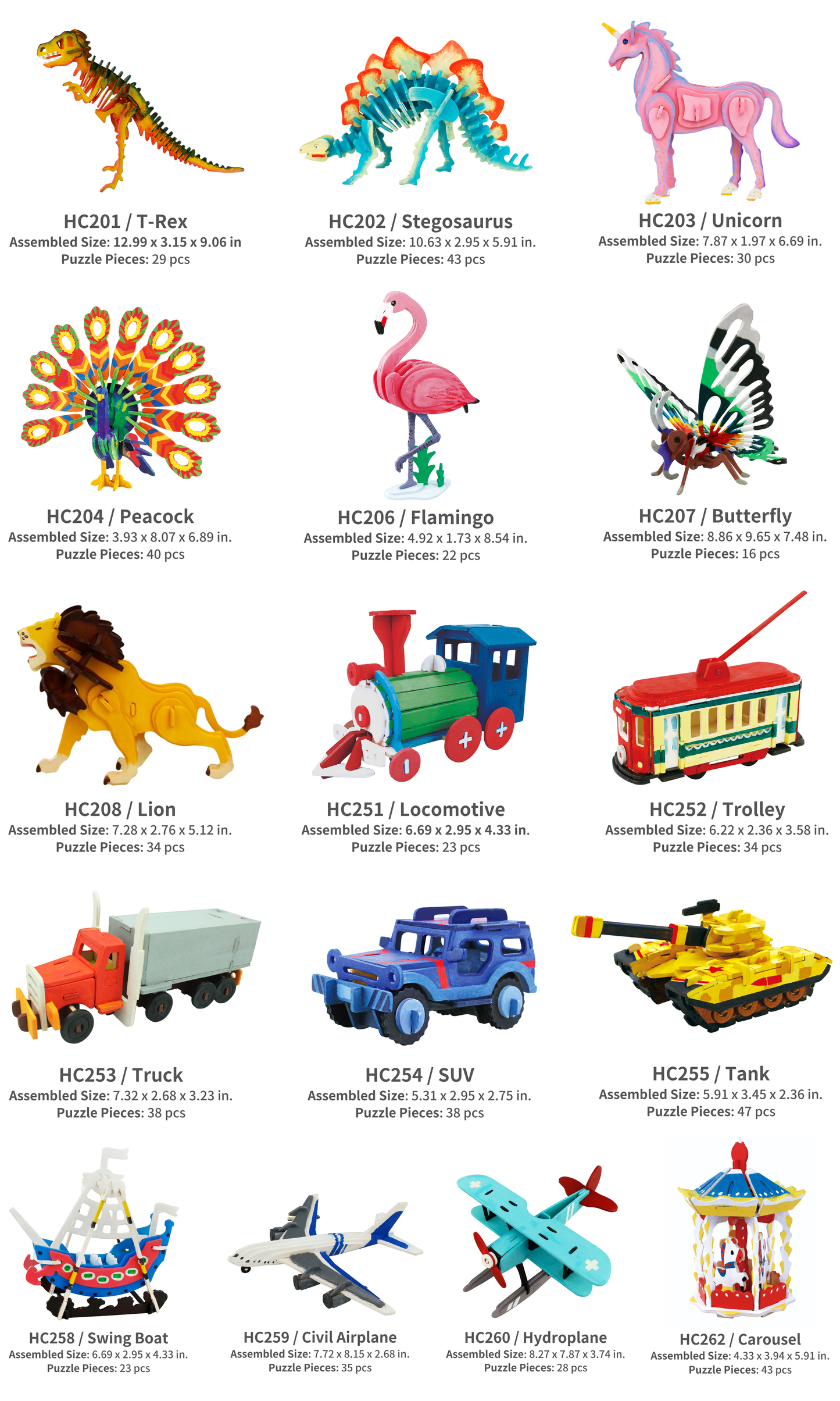 3D Wooden Puzzles (with paint) Kits: Peacock